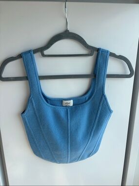 Wilfred Sky Blue Square-Neck Cropped Tank